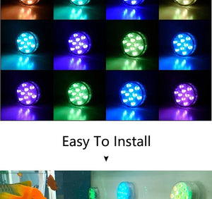 10 LED RGB Underwater Lights with Magnetic Cups, 16 Colors for Fish Tank, Pool Lighting, Aquarium, and Plant Growth