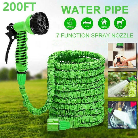50ft Expandable Garden Hose with 7-Mode Nozzle for Watering & Cleaning