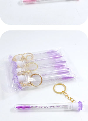 10-Pack Reusable Mascara Wands with Tubes & Case for Lash and Brow Grooming