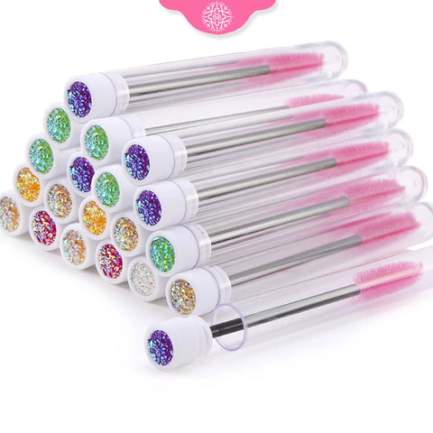 10-Pack Pink Eyelash & Brow Spoolie Brushes: Reusable for Extensions & Mascara