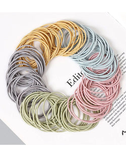100pcs Women's 4cm Nylon Elastic Hair Bands Set - Scrunchies, Ponytail Rubber Bands, Hair Accessories Headwear