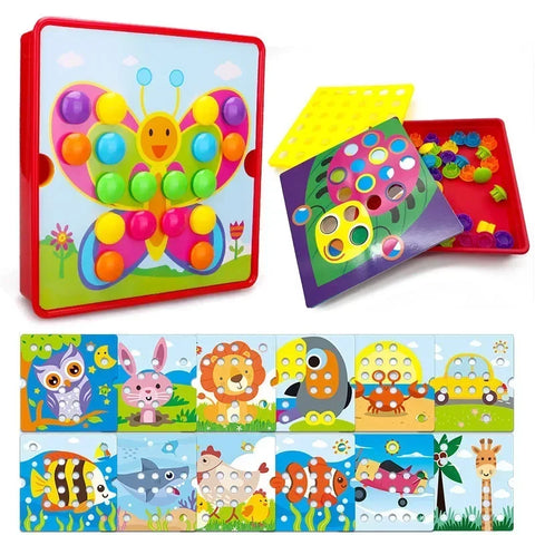3D Mushroom Jigsaw Puzzle Toy - Montessori Animal Learning Game for Toddlers & Kids