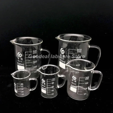 Graduated Borosilicate Glass Beaker with Handle, 50ml-2000ml, Lab Glassware 3.3