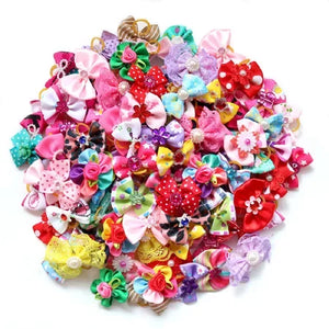 100-Pack Handmade Dog Hair Bows for Grooming & Parties Accessories