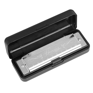 10 Holes 20 Notes C Key Harmonica with Colorful Metal Shell & Box - Educational Toy for Beginners