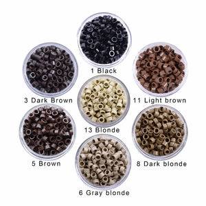1000pcs 4mm Hair Extension Micro Rings Beads Links with Screws & Thread, 7 Color Options, Aluminum