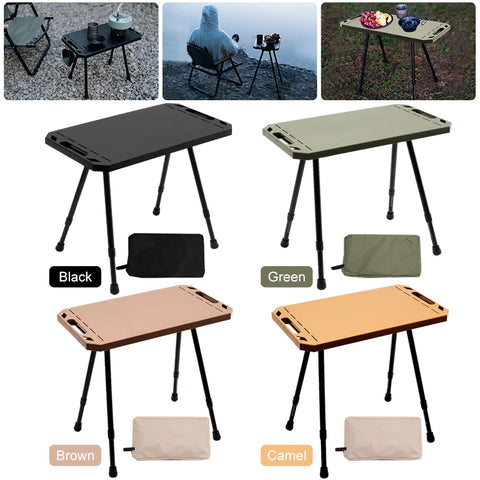 Adjustable Folding Picnic Table: Portable Aluminum Side Table for Outdoor/Indoor, BBQ, Camping, Hiking