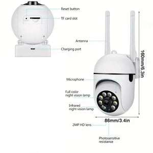 1080p Wireless Home Security Camera, 360° Smart Monitor, Night Vision, Remote Intercom, A7 HD Surveillance