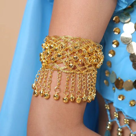 Golden Bell Arm Chain - Indian Dance Accessory, Fashion Jewelry