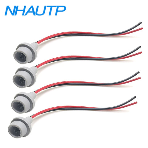 4pcs T10 W5W Rubber Lamp Base Adapter Cable for Car Truck Parking Lights Bulb Holder Gray