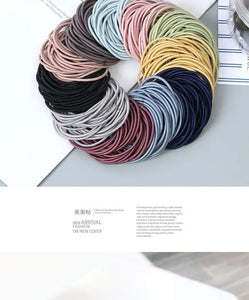 100pcs Women's 4cm Nylon Elastic Hair Bands Set - Scrunchies, Ponytail Rubber Bands, Hair Accessories Headwear