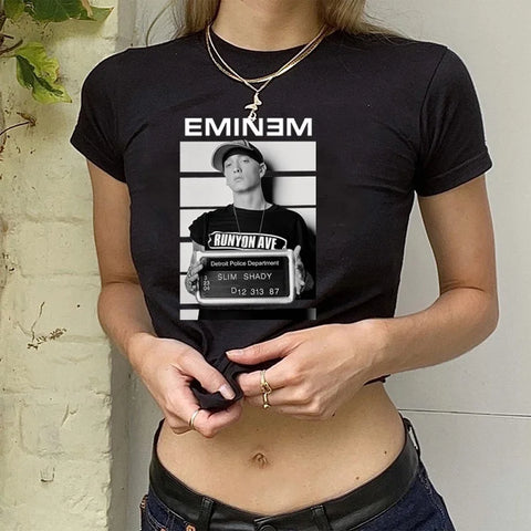 Eminem Fairy Grunge Crop Top 90s Fairycore Goth 2000s Cute Gothic T-shirt for Women