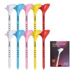 10-Piece Angled Plastic Golf Tees 10° for Improved Distance