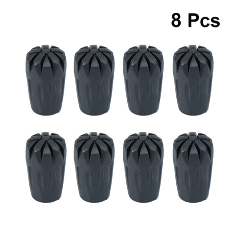 8-Pack Non-Slip Rubber Tips for Canes & Hiking Sticks - Walking Aid Accessories Set