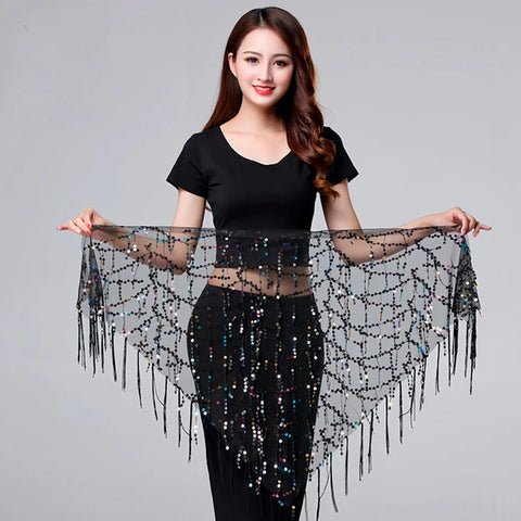 Belly Dance Sequined Tassel Hip Scarf Skirt Waist Belt for Women - Thailand/India/Arab Style Costume