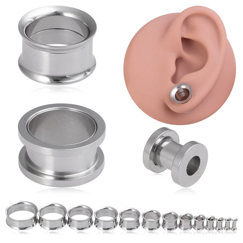 2pcs Surgical Steel Ear Gauges Tunnel Plugs Expander for Unisex Piercing Stretching Earrings 3-25mm