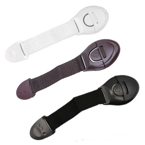 3pcs Baby Safety Locks Child Cabinet Drawer Fridge Secure Straps - Black/White