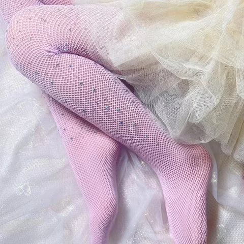Girls' Baby Rhinestone Fishnet Jumpsuit Tights Fashion Socks High Elastic Leggings