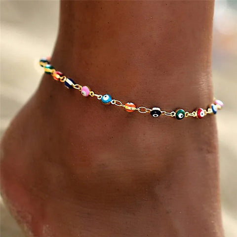 European American Devil's Eye Anklet Chain - Stylish, Simple Christmas Leg Jewelry for Women