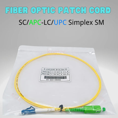10-Pack Simplex LC/UPC-SC/APC Fiber Optic Patch Cords 1m-10m FTTH Jumper Cable