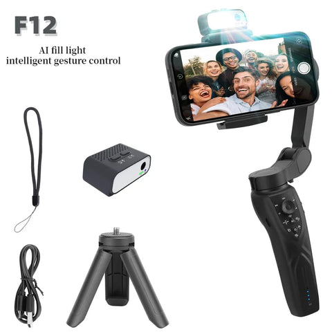 3-Axis Mobile Phone Gimbal Stabilizer with Real-Time Tracking, Selfie Stick & Tripod for Smartphones