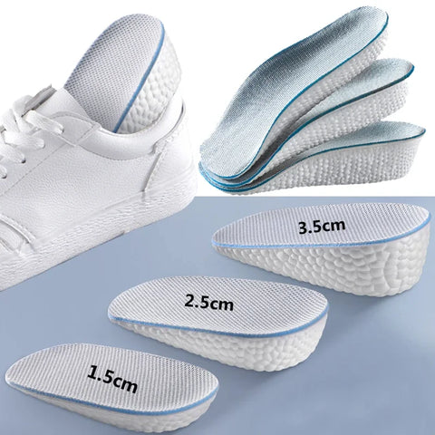 Adjustable Height Insoles for Men & Women - Soft Elastic Arch Support Shoe Lifts (1.5cm, 2.5cm, 3.5cm)