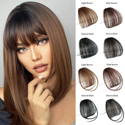 Clip-In Synthetic Hair Bangs Extension Fake Fringe Natural-Looking Hairpiece for Women