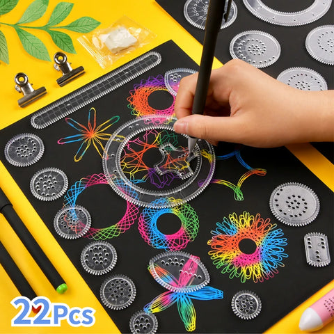 22pcs Geometric Spirograph Ruler Set for Mathematical Drawing & Art Puzzle Tools