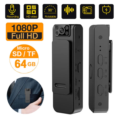 1080p HD Portable Mini Camera with Voice & Video Recording, Micro Camcorder for Sports & Outdoors, SD Card Support, Loop Recording