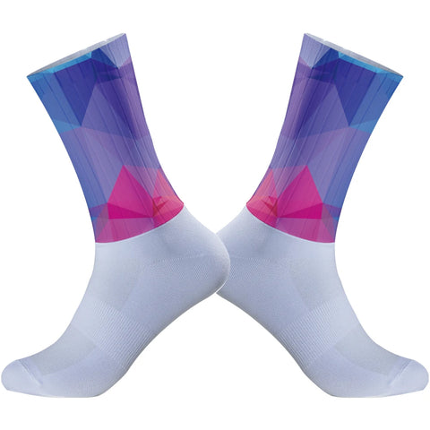 2024 Aero Cycling Anti-Slip Silicone Seamless Breathable Socks for Running & Biking - Rainbow Design