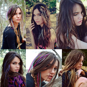10 Pcs Colored Feather Hair Extensions I Tip Synthetic Zebra Strands Hairpiece