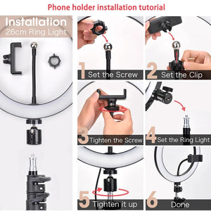 10" LED Ring Light with Phone Holder for Makeup, TikTok, YouTube, Video, Live Streaming