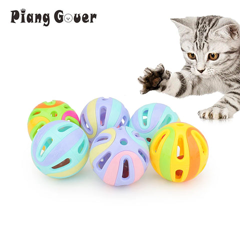 6pcs Cat Toy Set: Colorful Splicing Bell Balls 4.8cm - Plastic Pet Accessories