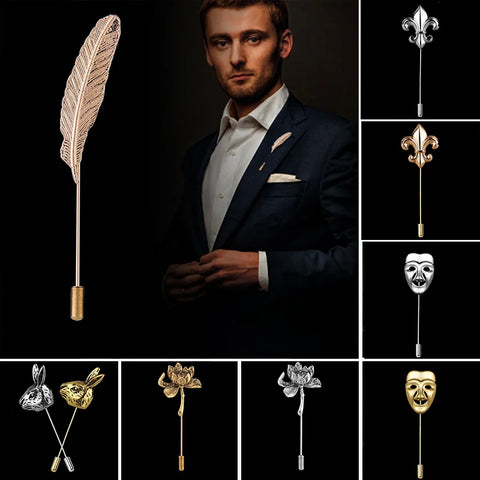 Elegant Long Needle Brooch Pins for Suits & Shirts – Unisex Corsage Collar Accessories