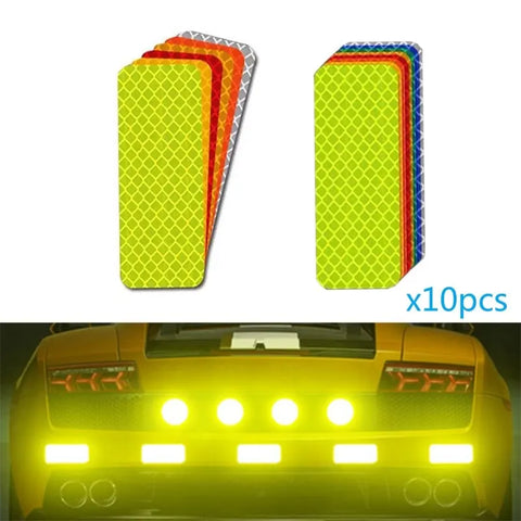 10pcs Car Bumper Reflective Warning Stickers 3x8cm Safety Tape Strips Decals