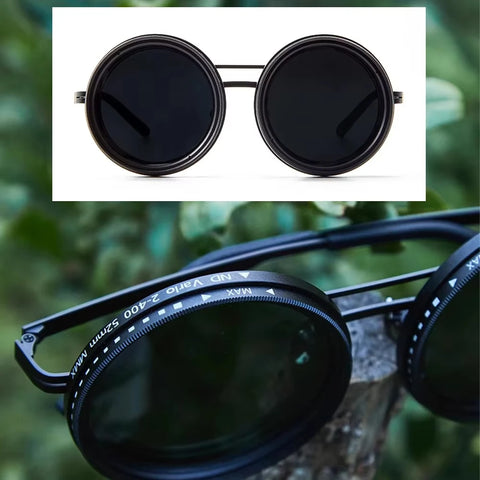 Handmade Retro Punk Polarized Round Sunglasses for Men Adjustable ND9