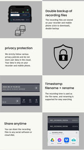 AI Voice & Call Recorder with Speech-to-Text, 64GB, 100+ Languages, Summarization