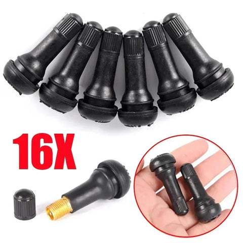 Black TR414 Snap-In Tubeless Car Tire Valve Stems with Caps Rubber High-Quality Car Accessories