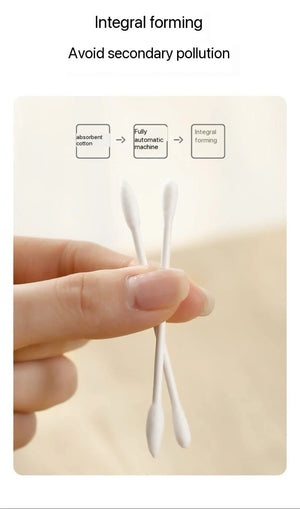 100-Pack Double-Ended Cotton Swabs - Individually Wrapped, Disposable, Travel-Friendly Cosmetic Sticks
