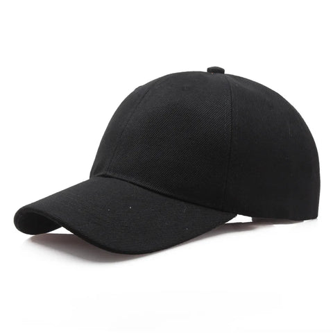 Black Solid Baseball Cap Snapback Fitted Casual Hat Unisex Hip Hop Dad Cap Men Women