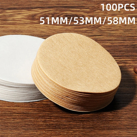 Espresso Coffee Filters 51-58mm, 100-Pack, White/Brown, Multiple Sizes