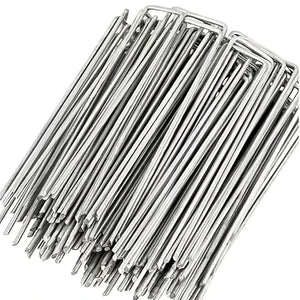 100-Pack 15cm U-Shaped Garden Stakes: Landscaping, Weed Barriers, Tent Anchors
