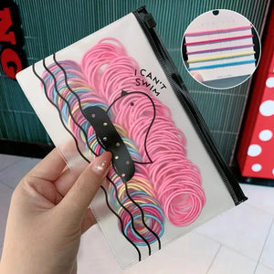 100pcs Elastic Hair Bands 2.5cm Colorful Ponytail Holders Kids Hair Ties