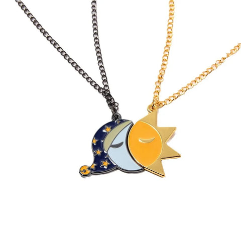 Anime Sun & Moon Friendship Necklace Enamel Jewelry for Men, Women, Fans & Kids