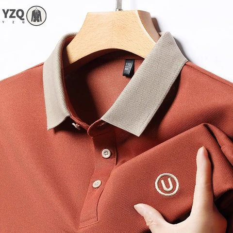 2024 Men's Embroidered Cotton Polo Shirt, Short Sleeve, Business Casual, Comfortable & Breathable
