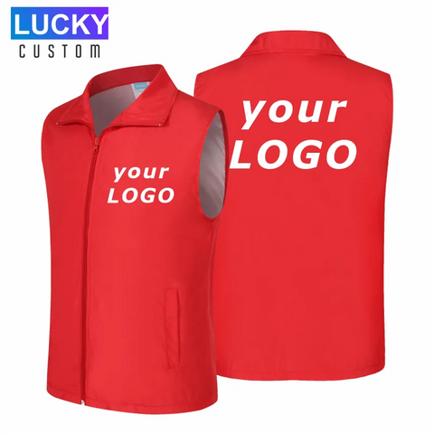 Customized Unisex Sleeveless Breathable Vest for Events, Volunteer, or Business Logo - 4XL Summer Style
