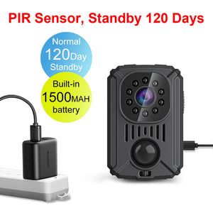 1080p Mini Body Camera with Night Vision, Portable Video Recorder, Worn Police Cam, Small DV Camcorder, 90-Day Standby
