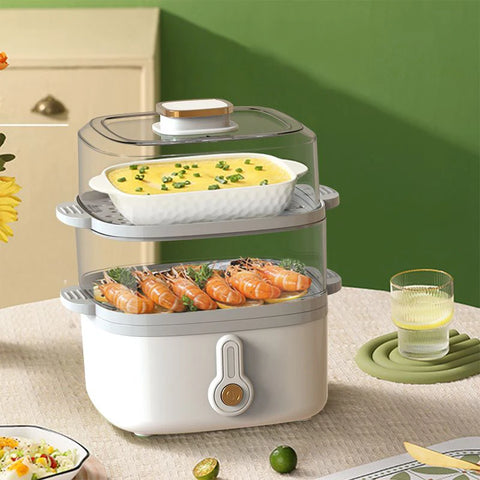 Electric Multi-Cooker Steamer Pot - Two-Layer Transparent Food, Dumplings, Household Warmer