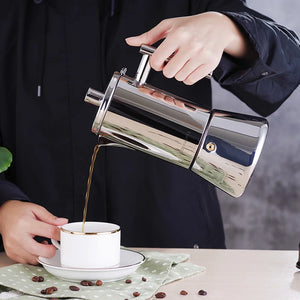 Italian Moka Espresso Maker Stainless Steel Coffee Pot for Gas or Induction Stove, Cuban Style Mocha Kettle