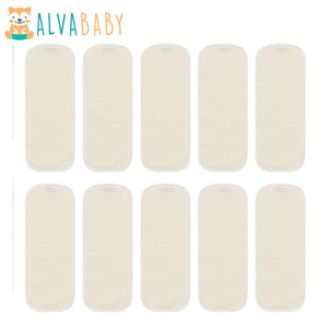 10-Pack Hemp Cloth Diaper Inserts, Reusable & Washable, 4-Layer Absorption